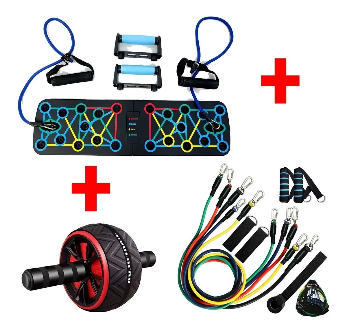 👉 Combo Premium de Entrenamiento en Casa | Push Up Pro + Core Wheel + Bandas de Resistencia